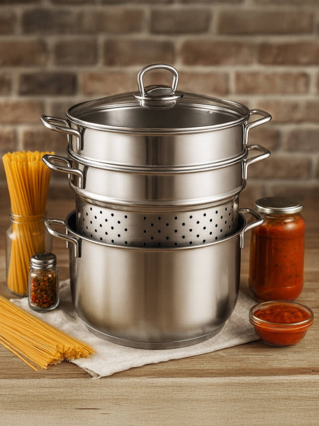Hascevher 20 cm Haşlama Süzgeçli Spaghetti Tencere - 1