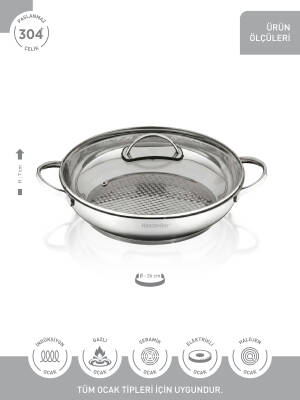 Hascevher 26x7 cm Kavurma Tenceresi Cam Kapaklı - 3