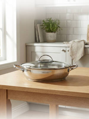 Hascevher 26x7 cm Kavurma Tenceresi Cam Kapaklı - Hascevher