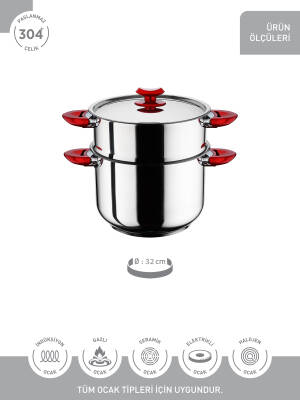 Hascevher 32 cm Kuskus Tencere - 4