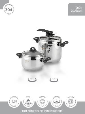 Hascevher 3,5 + 7,0 lt Düdüklü Tencere Seti - 3