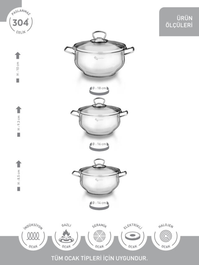 Hascevher 6 Parça Kumsal Tencere Seti - 3