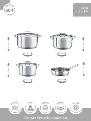 Hascevher Anett 7 Pcs Tencere Seti (18/20/24/24Tava) - 3