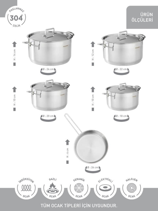 Hascevher Anett 9 Parça Tencere Seti - 3