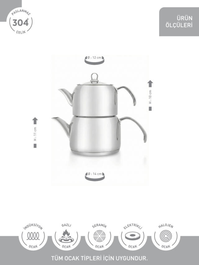 Hascevher Armada Flansh Kulplu Mini Boy Çaydanlık Metal Kapaklı - 3