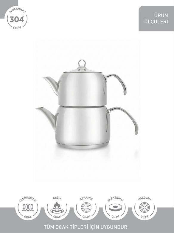 Hascevher Armada Flansh Kulplu Orta Boy Çaydanlık - 3