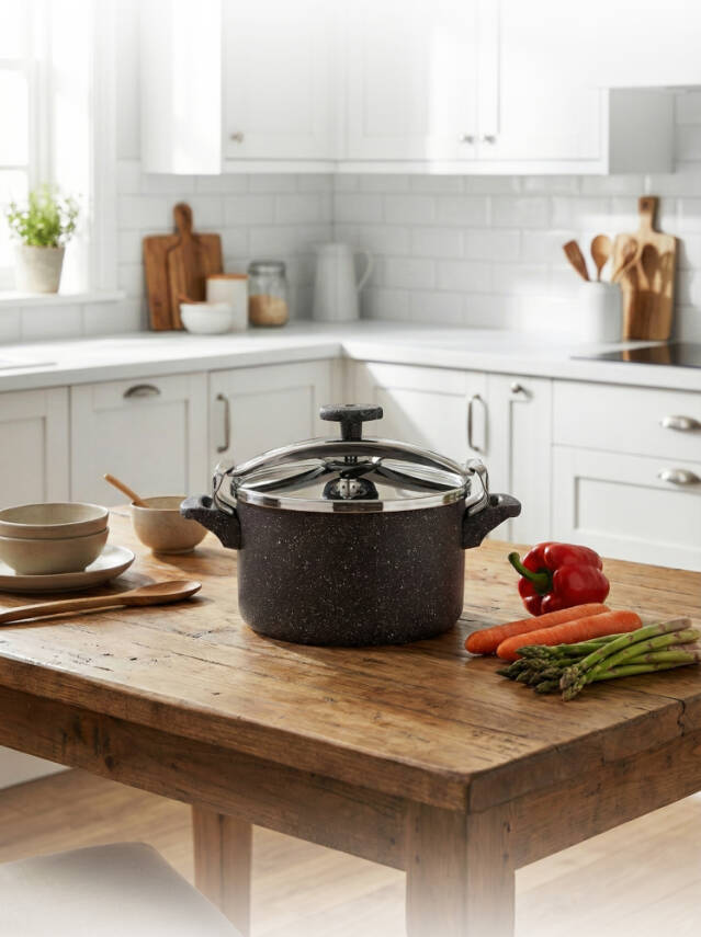 Hascevher Armoni 5.0 lt Granit Alüminyum Düdüklü Tencere Ø22 İndüksiyonlu - 1