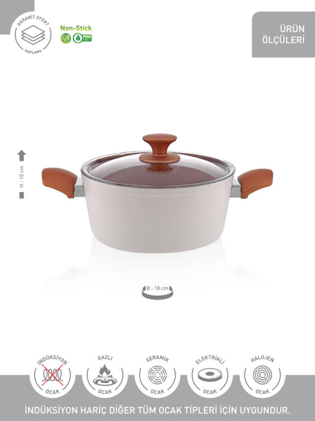 Hascevher Chef Granit 18x10 cm Tencere Cam Kapaklı - 3