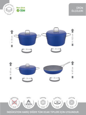 Hascevher Clarissa 7 Pcs Granit Elmas Tencere Seti (18/22Ten/26Kar/26Tv) - 3