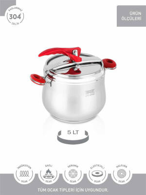 Hascevher Esila 5.0 lt Düz Düdüklü Tencere - 3