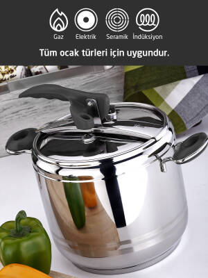 Hascevher Esila 9,0 lt Düz Düdüklü Tencere - 5