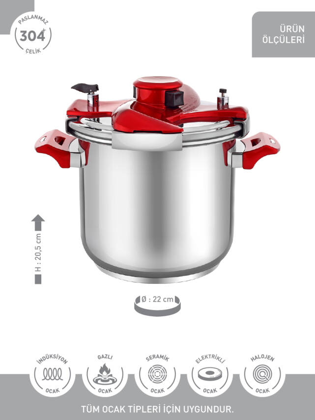 Hascevher Galaxy 7,0 lt Matik Düdüklü Tencere - 3