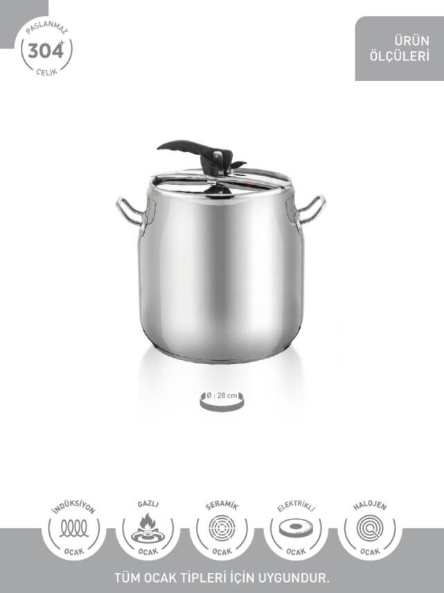 Hascevher Gastro 23,0 lt Düz Düdüklü Tencere - 3