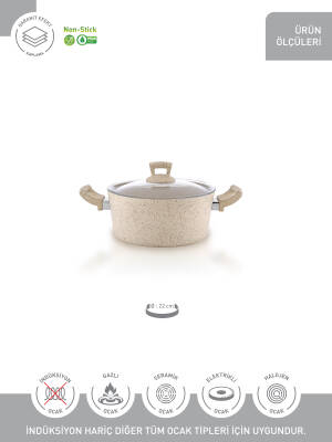 Hascevher Germanitium 22x10,5 cm Granit Tencere Cam Kapaklı - 3