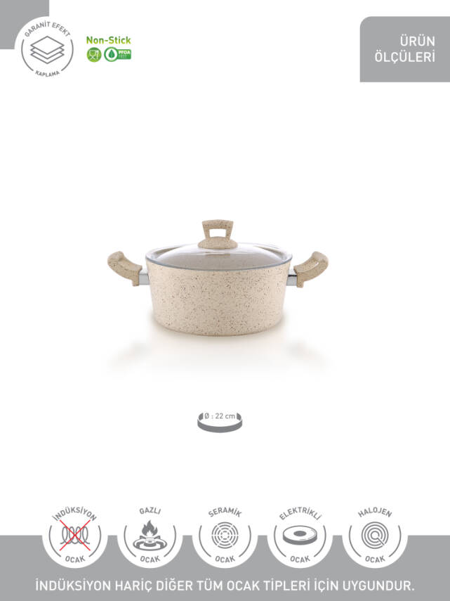 Hascevher Germanitium 22x10,5 cm Granit Tencere Cam Kapaklı - 3