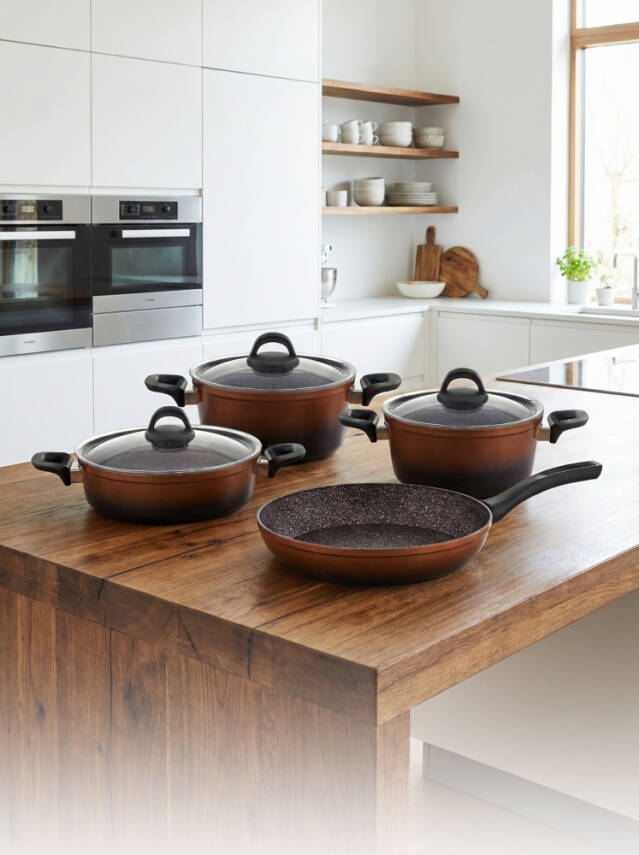 Hascevher Gloria 7 Pcs Silikon Tencere Seti 2.7mm (18/22Ten/26Kar/26Tv) 	Renk: SİYAH BAKIR - 1