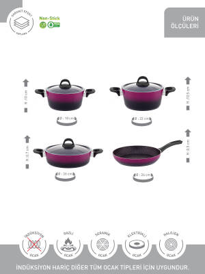 Hascevher Gloria 7 Pcs Silikon Tencere Seti 2.7mm (18/22Ten/26Kar/26Tv) 	Renk: SİYAH MAGENTA - 3