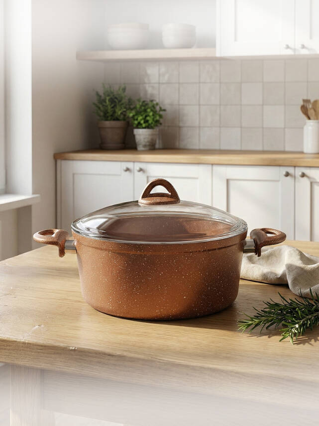 Hascevher Granit 24x11 cm Zambak Tencere Pyrex Cam Kapaklı - 1