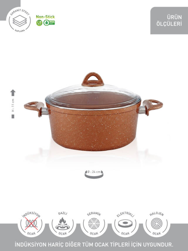 Hascevher Granit 24x11 cm Zambak Tencere Pyrex Cam Kapaklı - 3