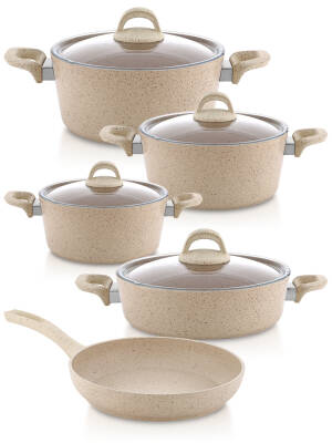 Hascevher Granit 9 Pcs Beren Set Cam Kapaklı - 20 - 24 - 30 Ten - 28 Kar - 28 Tav - 1