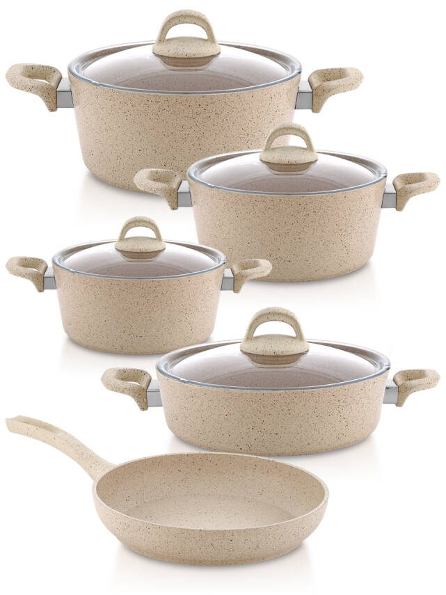 Hascevher Granit 9 Pcs Beren Set Cam Kapaklı - 20 - 24 - 30 Ten - 28 Kar - 28 Tav - 1