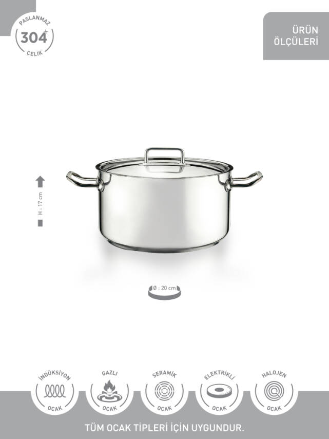 Hascevher Horeca 20 cm Orta Sığ Tencere - 3