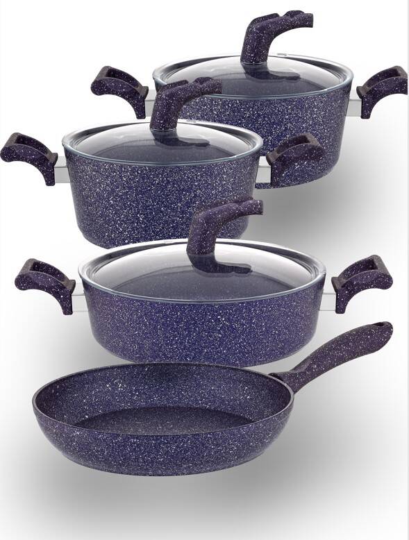 Hascevher Karina 7 Pcs Granit Vega Tencere Seti (18/22Ten/26Kar/26Tv) RENK: MOR - 2