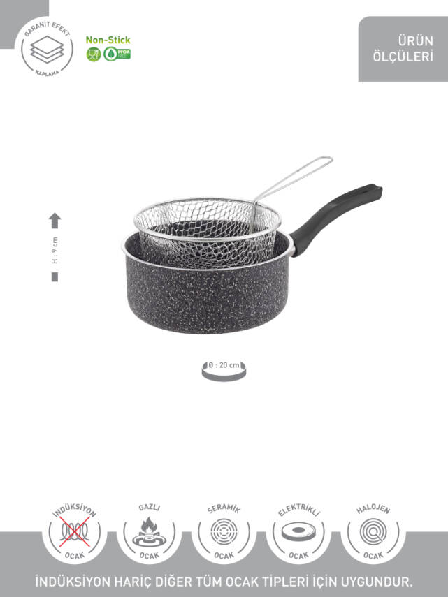 Hascevher Lavilla Prime Granit 20x09 cm Kızartma Tavası - 3
