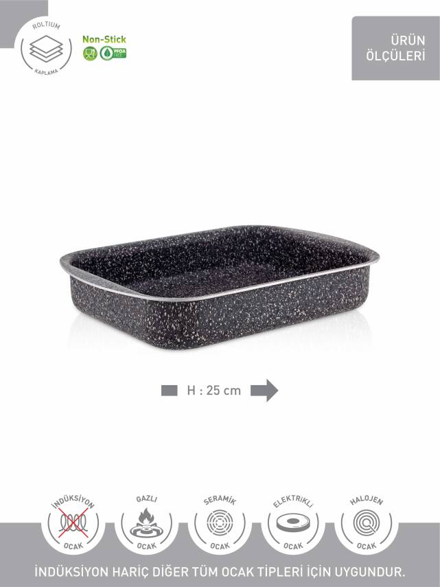 Hascevher Lavilla Prime Granit 25 cm Köşeli Tepsi - 3