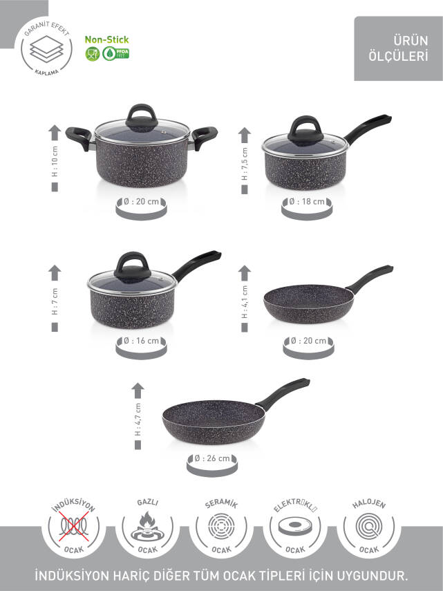 Hascevher Lavilla Prime Granit 8 Pcs Set - 3