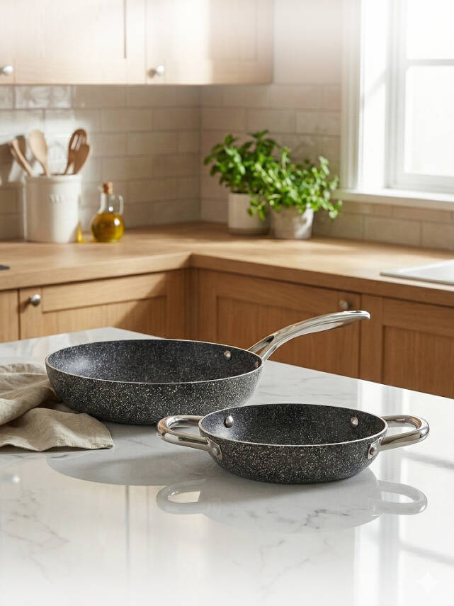 Hascevher Lavilla Prime Granit Dora 2 Parça Sahan&Tava Seti - 18 Sahan - 22 Tava - 1