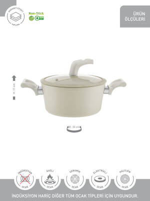 Hascevher Lizbon Seramik 24x11 cm Vega Tencere Cam Kapaklı - 3