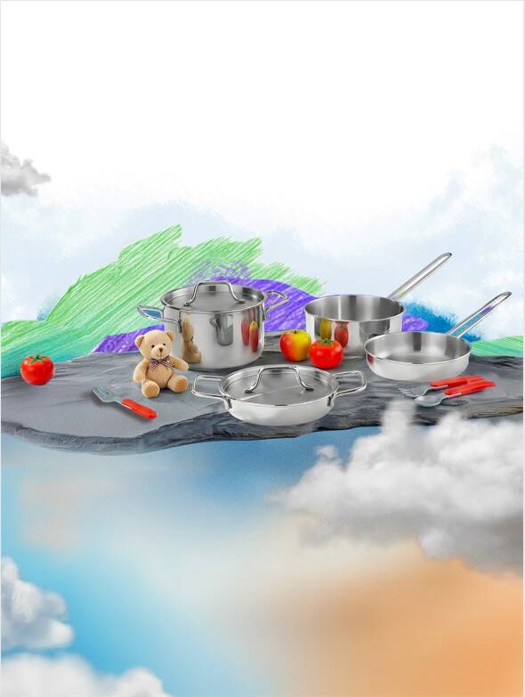 Hascevher Mini Chef Çelik Oyuncak 6 Pcs Tencere Seti - 1