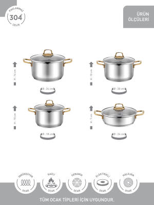 Hascevher Monna 8 Pcs Tencere Set (18/20/24 Ten/24 Karn) - 3