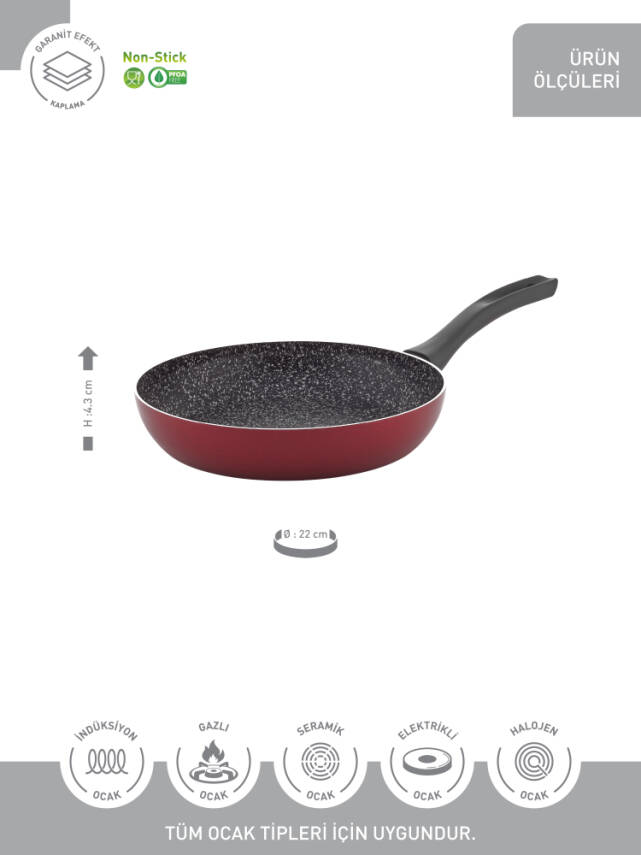 Hascevher Prime Granit 22x4,3 cm Tava Kapaksız İndüksiyonlu 2.2mm - 4