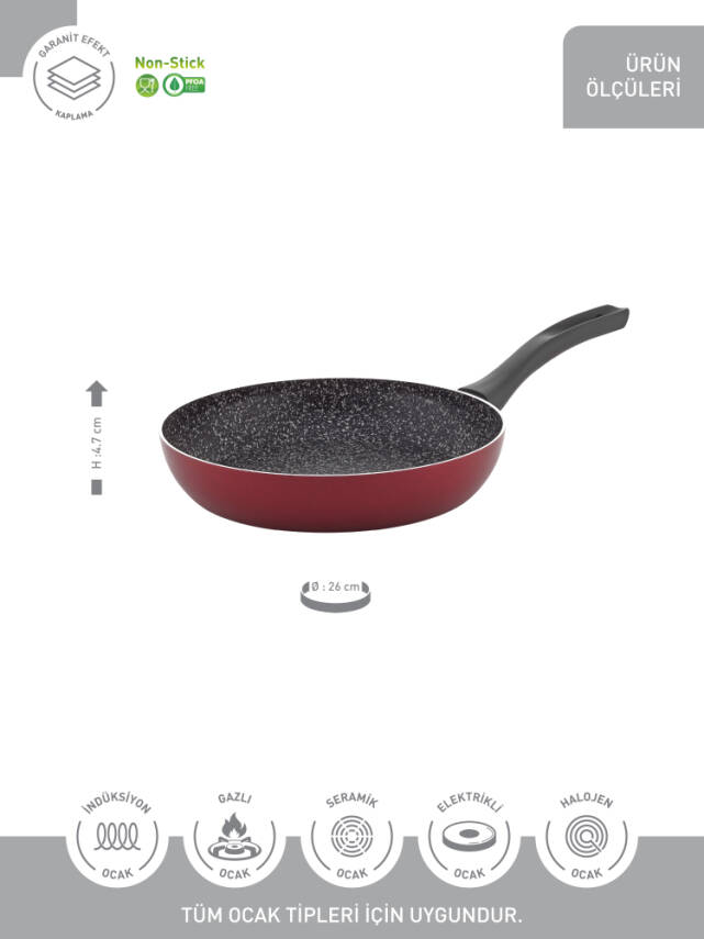 Hascevher Prime Granit 26x4,7 cm Tava Kapaksız İndüksiyonlu 2.2mm - 4