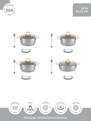 Hascevher Serra 8 Pcs Tencere Set Kaplamalı - 3