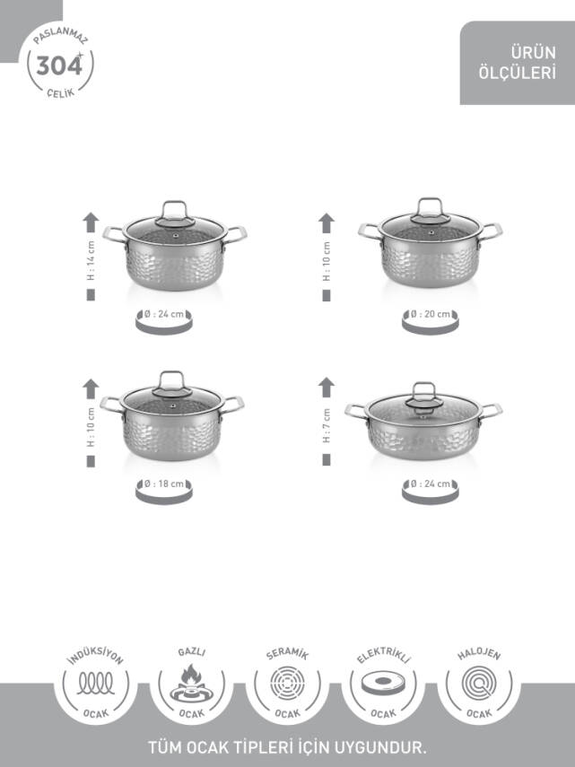 Hascevher Serra 8 Pcs Tencere Set - 3