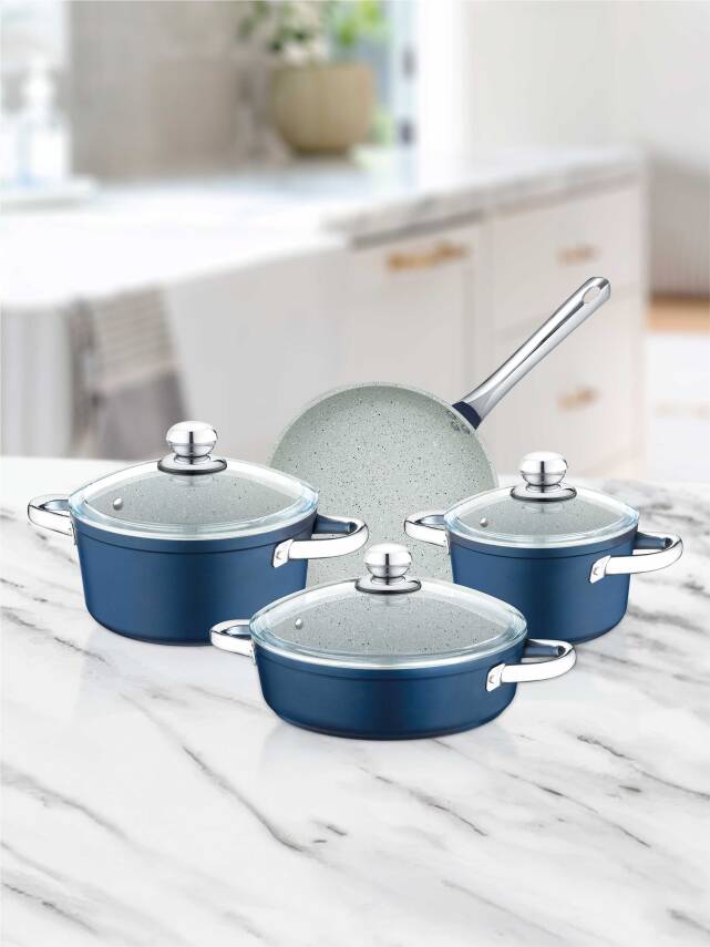 Hascevher Tombo 7 Parça Cam Kapaklı Granit Set - 1