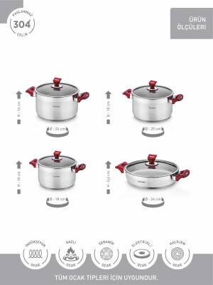 Hascevher Yaprak 8 Parça Tencere Seti - 4