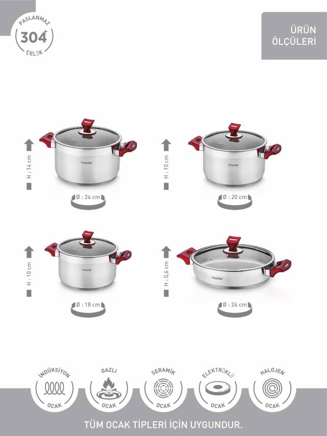 Hascevher Yaprak 8 Parça Tencere Seti - 4